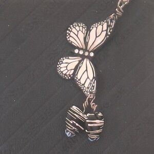 Butterfly and hearts purse charm